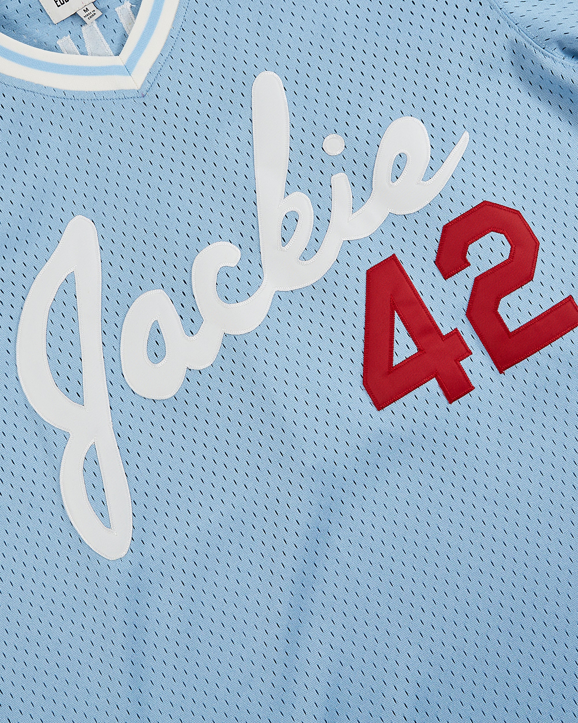Jackie Robinson Powder Blue V-Neck Mesh Jersey - Image 5