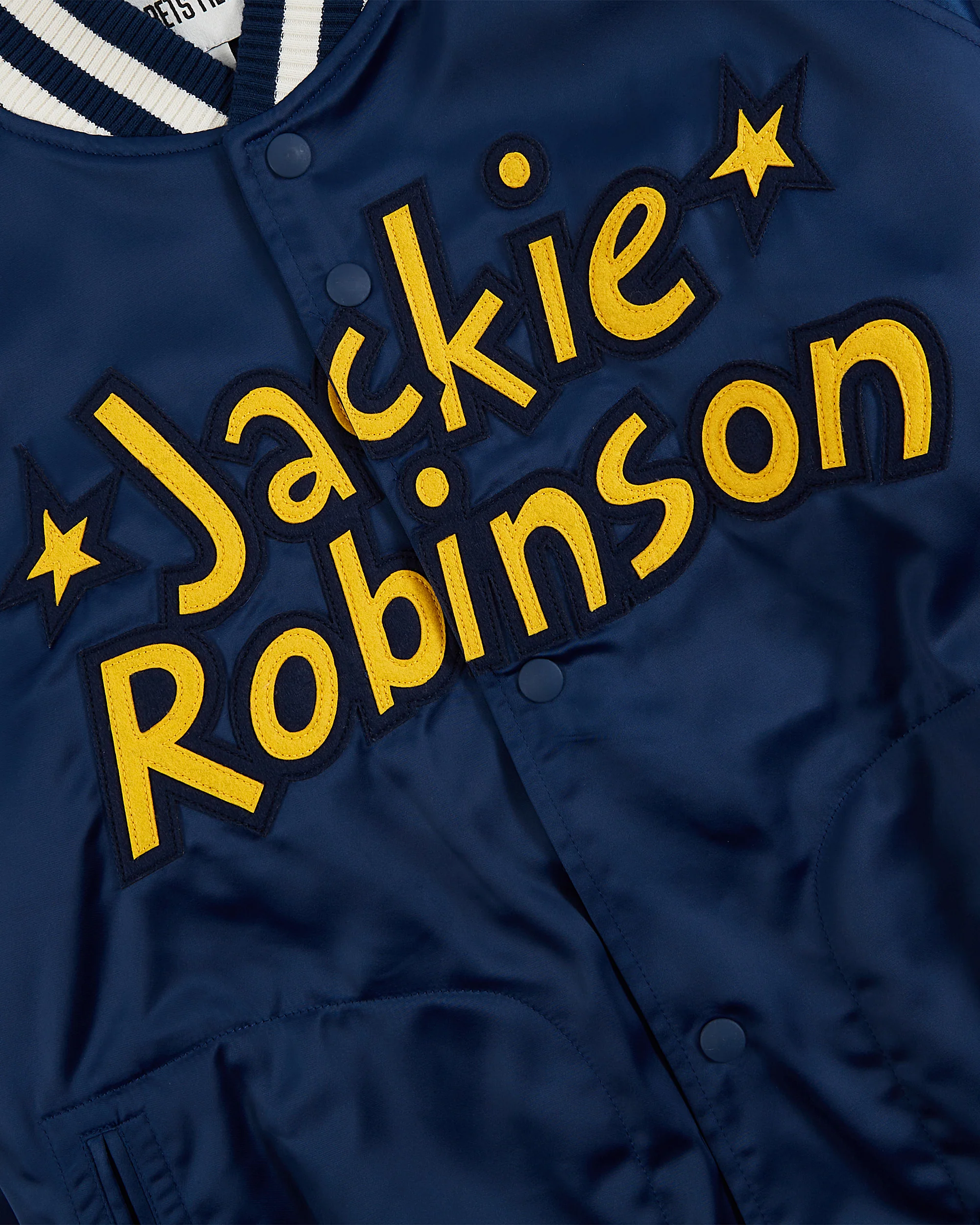 Jackie Robinson Comic Book Hero Cotton Lined Satin Varsity Jacket - Image 4