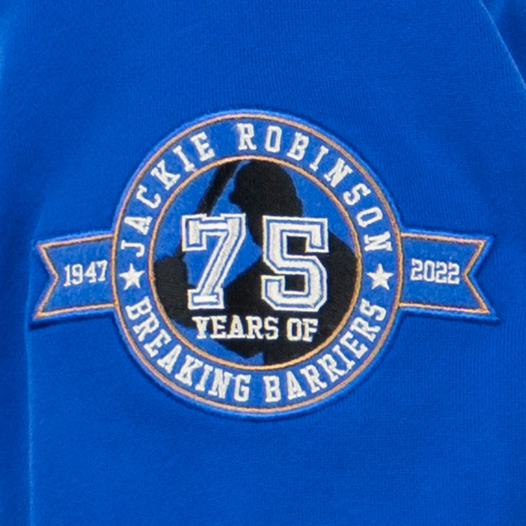 Jackie Robinson French Terry Script Hooded Sweatshirt - Royal Blue - Image 4