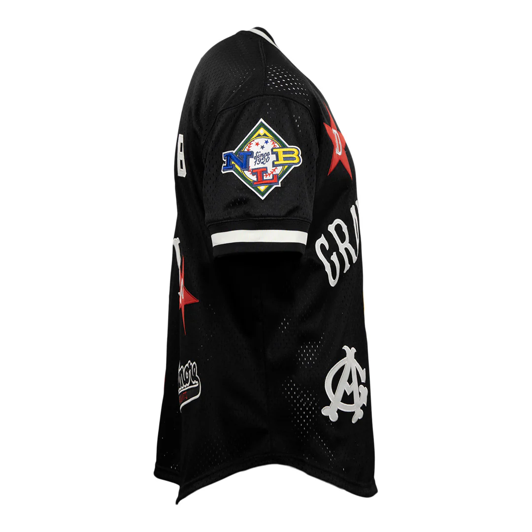 Negro League Allover Vintage Inspired NL Replica V-Neck Mesh Jersey - Black - Image 5