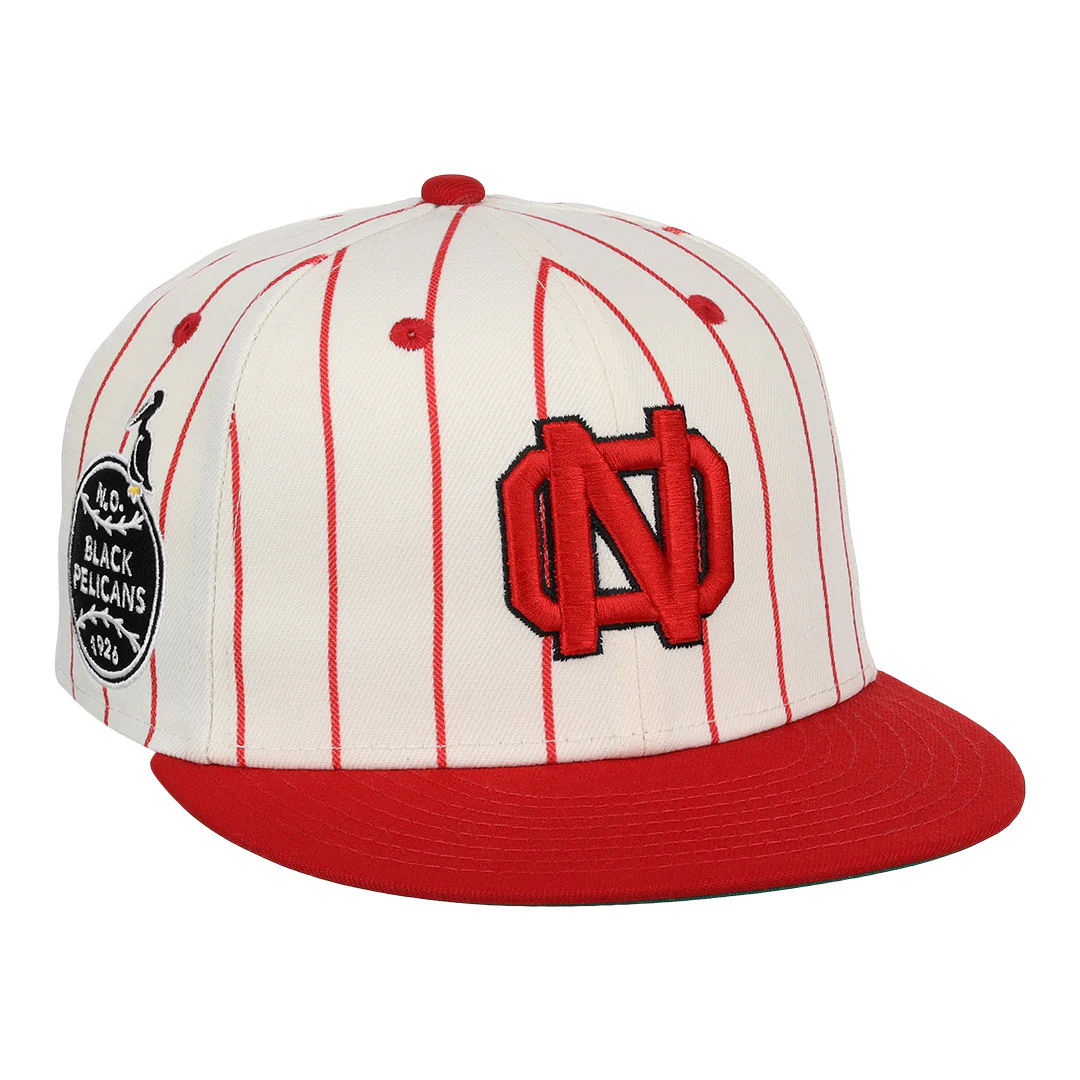 New Orleans Black Pelicans NLB Pinstripe Fitted Ballcap