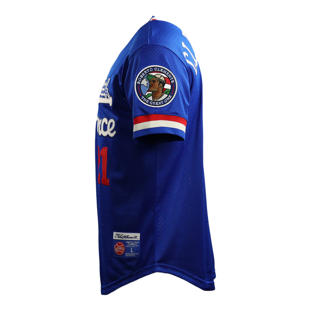 Roberto Clemente Santurce Cangrejeros Vintage Inspired NL Replica V-Neck Mesh Jersey - Royal - Image 3